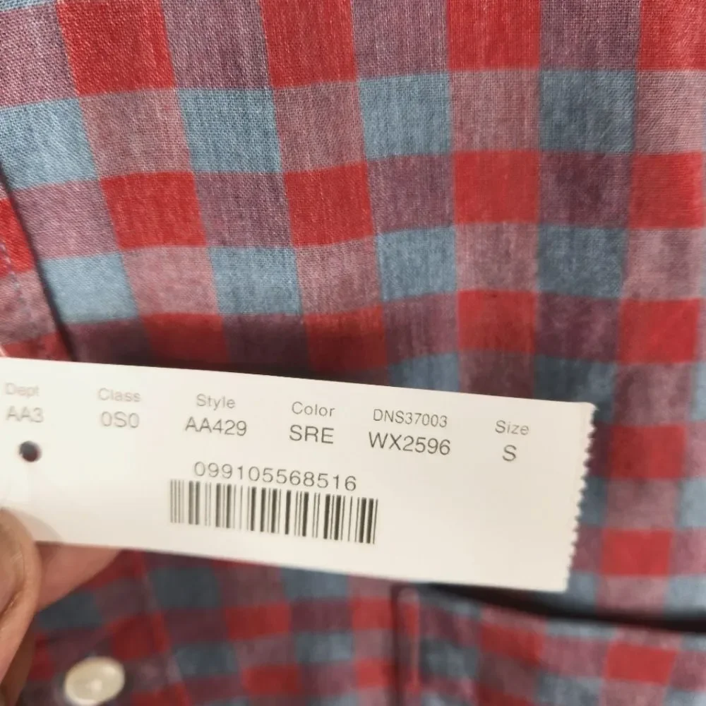 NEW J. Crew Mens Slim Fit Organic Cotton Checkerboard Print LS Button Down Sm